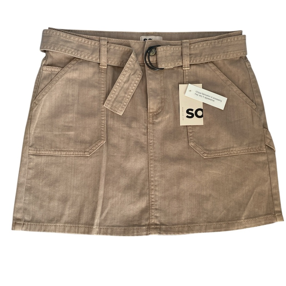 SO Tan Mini Skirt with Tie Front Cargo Style